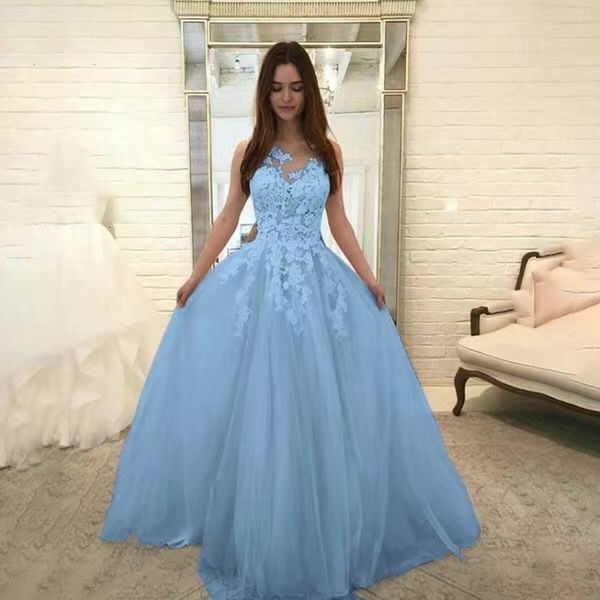 Women Wedding Dress Sleevless Flowers Lace Dress 4436264748484