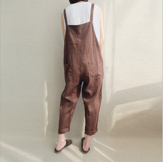 Pants casual pants cotton and linen breathable plus size overalls 443997868314