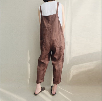 Pants casual pants cotton and linen breathable plus size overalls 443997868314