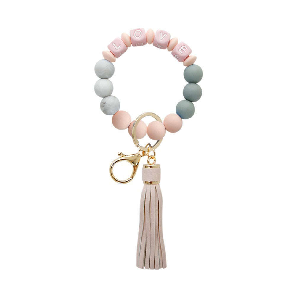 Silicone Wrist Keychain Handmade Beaded Leather Tassel Bracelet 443f7887 956b 4f35 b2fd 1e9f2786f3f8