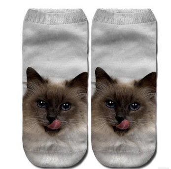 Popular Funny Unisex Short Socks 3D Cat Printed Anklet Socks Casual Socks 44482308213