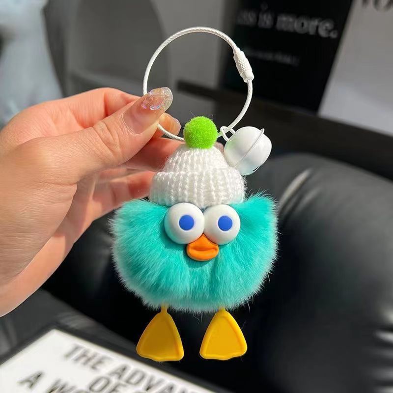Cute Imitate Rex Rabbit Fur Little Duck Car Key Ring Pendant 44520c65 e1cb 46f3 825b e79abd7a7bd2
