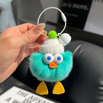 Cute Imitate Rex Rabbit Fur Little Duck Car Key Ring Pendant 44520c65 e1cb 46f3 825b e79abd7a7bd2