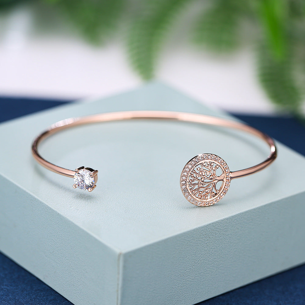 Gold Hope Tree White Diamond Bracelet Women Elegant Retro Style Jewelry 44613222920199