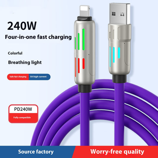 240W Data Cable Fast Charging Two-to-two Charging Cable - 图片 1