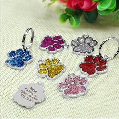 Zinc alloy custom glitter foot paw dog tag 4471032153182