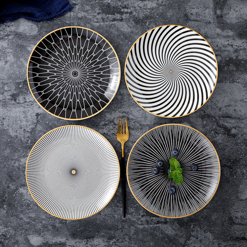 8-inch Nordic Style Geometric Series Ceramic Breakfast Plate Western Steak Flat Dish Plate Fruit Plate Decoration Hanging Plate - HD Wireless Product #4