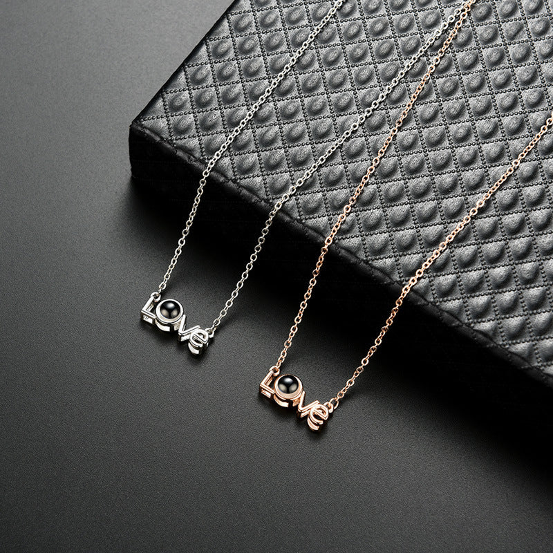 LOVE Shape Pendant Necklace Projection Net Red Jewelry 4499d4f2 973f 4c78 b340 1de8654ad00e