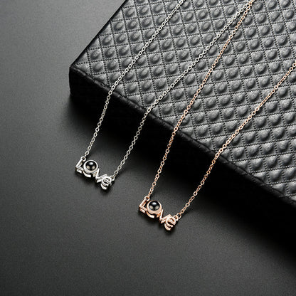 LOVE Shape Pendant Necklace Projection Net Red Jewelry 4499d4f2 973f 4c78 b340 1de8654ad00e