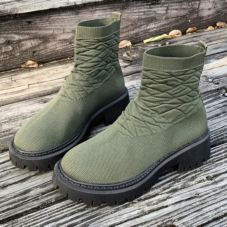 Women's Thick Heel Solid Color Casual And Comfortable Martin Boots 44bd4894 b8c7 4d5a a940 d8ec2c204953