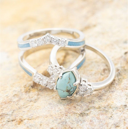 Creative Turquoise And Diamond Three-piece Women's Ring 44d22b23 8071 4797 8c43 98d5e1898c28