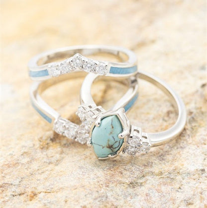 Creative Turquoise And Diamond Three-piece Women's Ring 44d22b23 8071 4797 8c43 98d5e1898c28