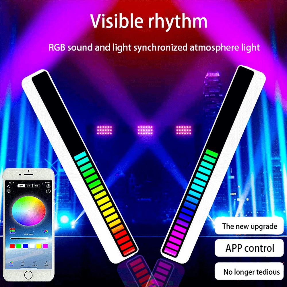 New Car Sound Control Light RGB Voice-Activated Music Rhythm Ambient Light With 32 LED 18 Colors Car Home Decoration Lamp 44e