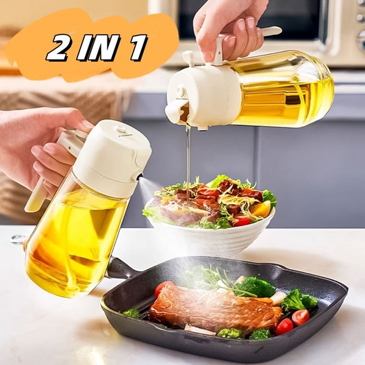 470ML Olive Oil Sprayer Dispenser For Cooking BBQ 2 In 1 Glass Oil Vinegar Soy Sauce Spray Kitchen Oil Bottle For Air Fryer - HD Wireless Product #1