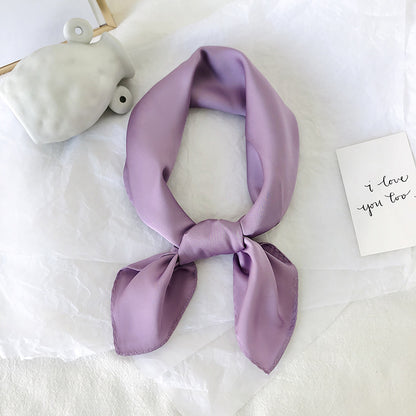Pure color ladies tie wrap silk scarf 4528502916759