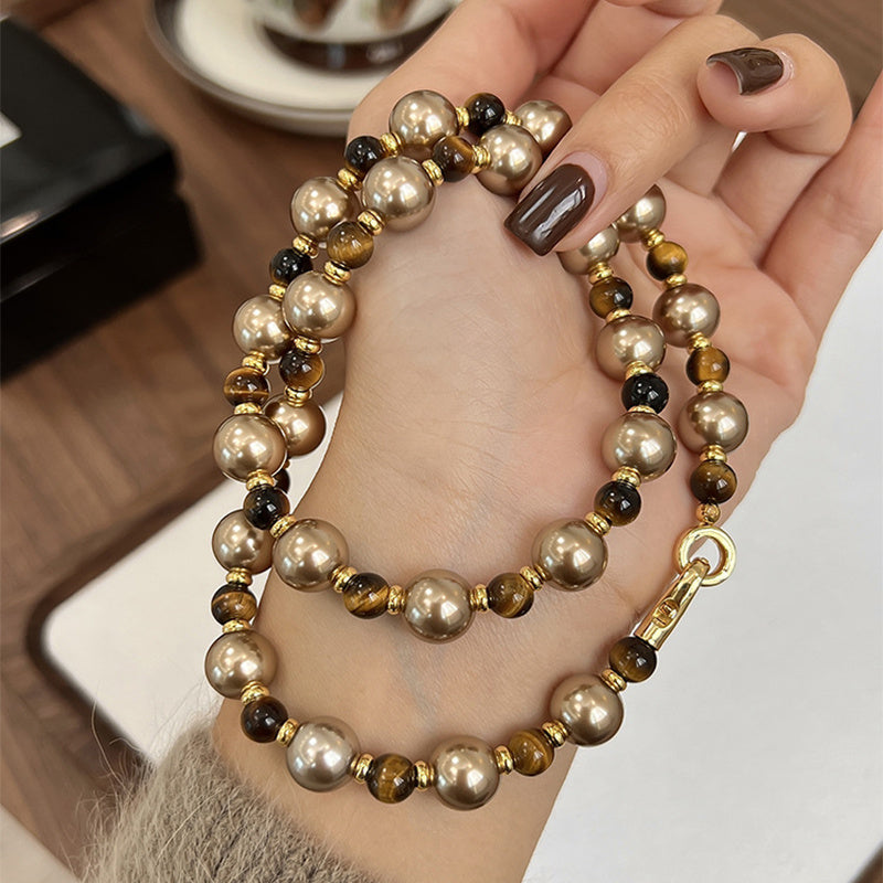 Brown Tiger Eye Pearl Necklace Autumn And Winter Light Luxury Niche Sweater Chain Women Fashion Jewelry 45368e1d 97f4 4811 9c
