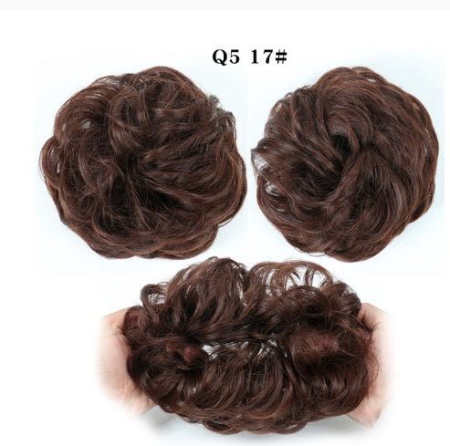 Europe, Japan, and South Korea popular hair bun fluffy natural drawstring curly hair ball head hair ring hair set female hair