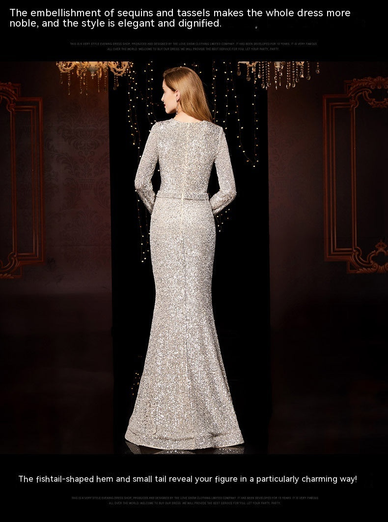 Temperament Banquet Ladies Sequined Annual Meeting Host Long Evening Dress 454e5c9d 1972 48f7 a4d8 970616f46453 trans