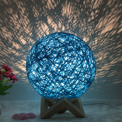 Amazon Hot Selling Creative Linen Table Lamp Novel and Unique LED Intelligent USB7 Color RGB16 Color Remote Control Rattan Ba