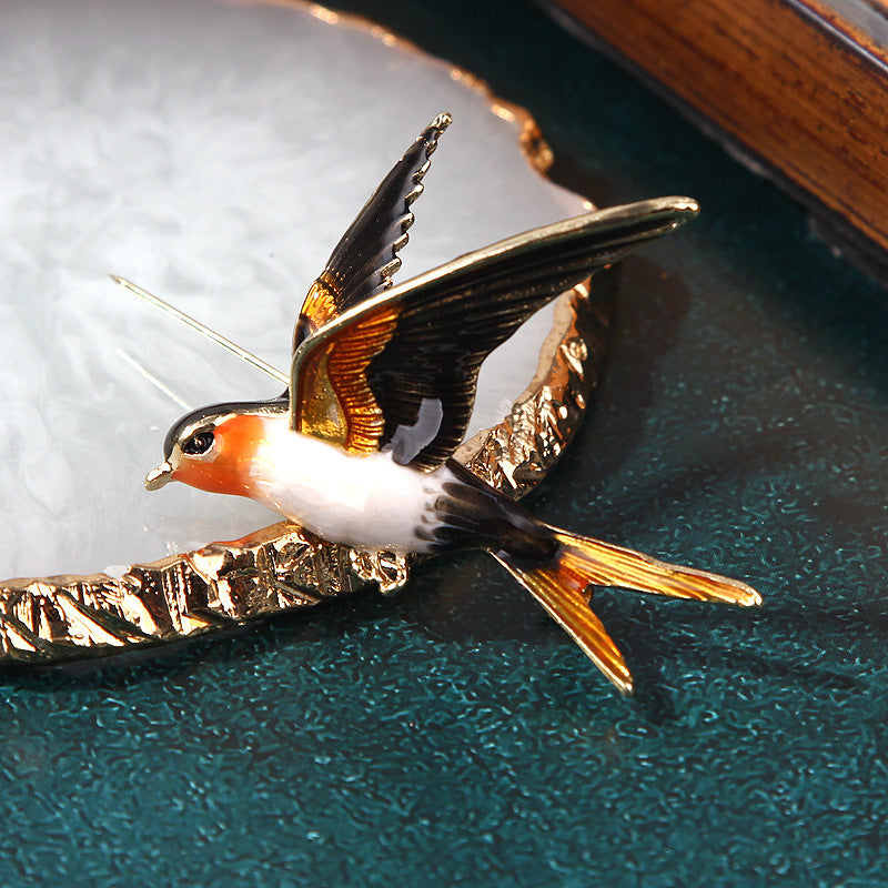 Alloy Diamond Color Swallow Brooch 456794331993
