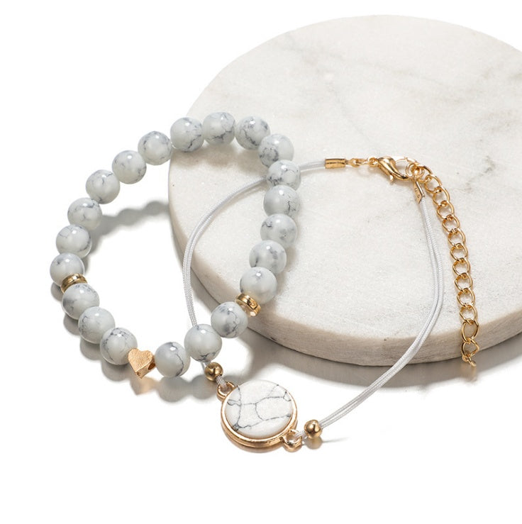 Geometric Creative Hollow Fringed Pine Stone Bracelet Four-piece 4571583415709