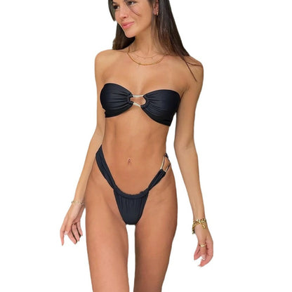 New Low Waist Sexy Bikini Solid Color Split Women's Swimsuit Swimming 457b89d5 1253 4f91 9298 ab94a80fa863