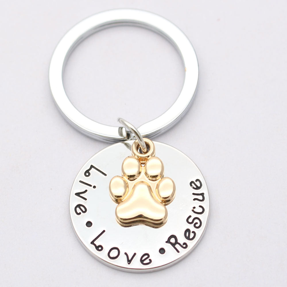 Pet Lover Dog Paw Necklace "Live · Love · Rescue" 458624155021
