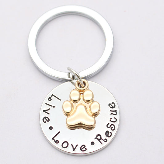 Pet Lover Dog Paw Necklace "Live · Love · Rescue" 458624155021