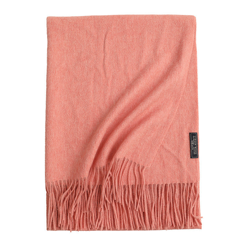 New Solid Color Wool Long Beard Warm Tassel Scarf Thick 4587476a ef2c 4118 a7db 0d1a015ed5c3