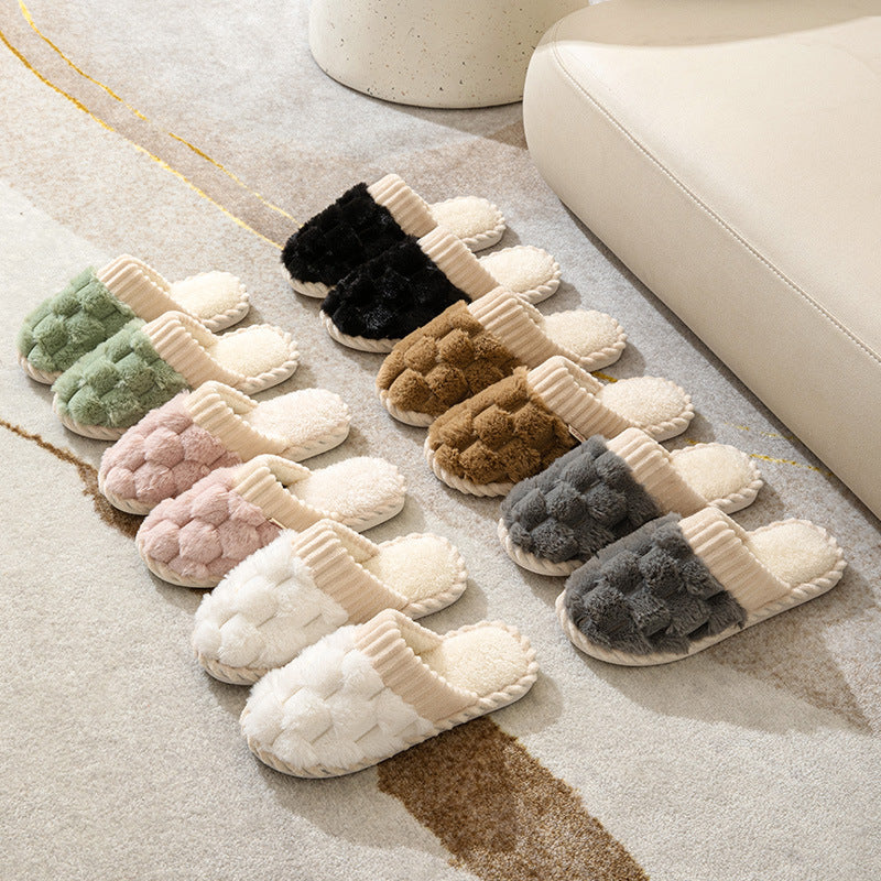 Indoor Warm Platform Couple Plush Slippers 4592d975 7757 4cb2 98c0 def7a47de66e