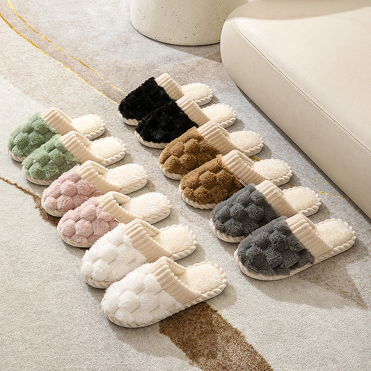 Indoor Warm Platform Couple Plush Slippers 4592d975 7757 4cb2 98c0 def7a47de66e