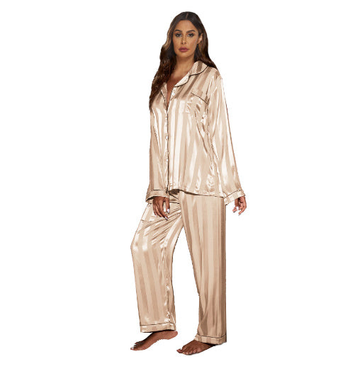Imitated Silk Pajamas Women's Ice Silk Long Sleeve Loose Homewear 45b8a008 af5b 4aee 880b 0c154fbb2bb0