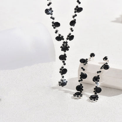 Fashion Crystal Necklace Ear Stud Bracelet Jewelry Accessories