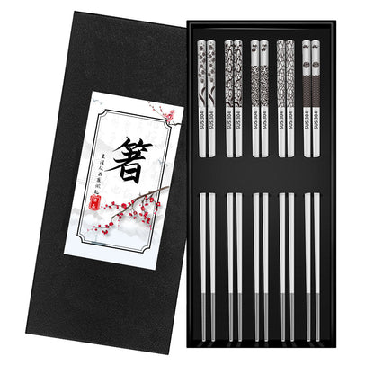 304 Stainless Steel Chopsticks Sets Square Non-slip Household Chopsticks - HD Wireless Product #12