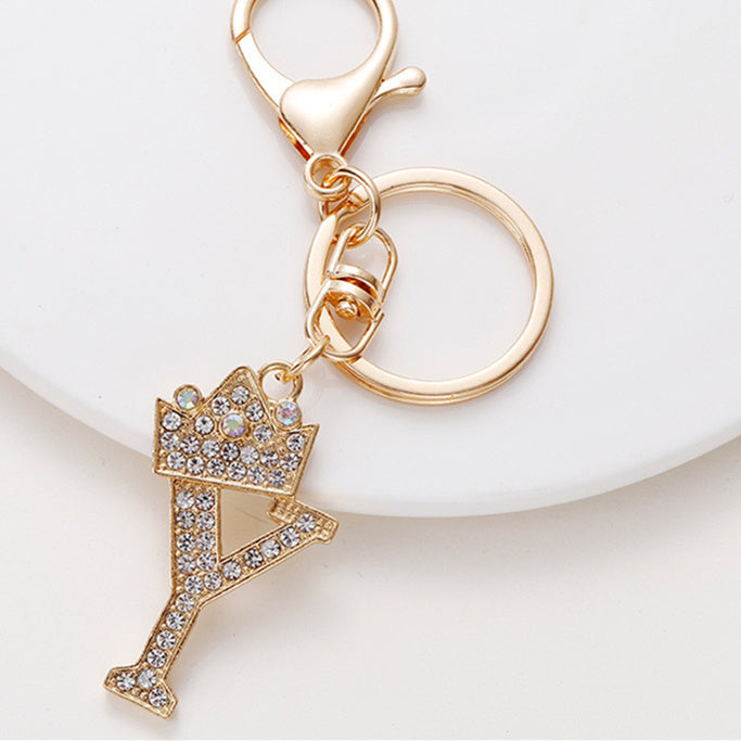 Metal Diamond-encrusted 26 English Crown Alphabet Keychain 45f2fde0 f0c1 47a3 8a45 98ffc787ba0e