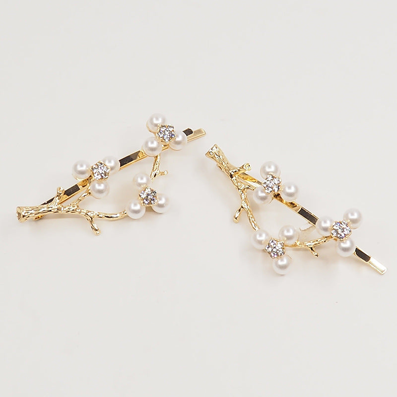 Pearl Zircon Plum Blossom Branch Bangs Clip 46112195366387