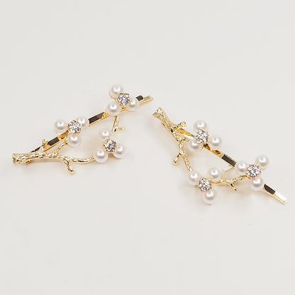 Pearl Zircon Plum Blossom Branch Bangs Clip 46112195366387