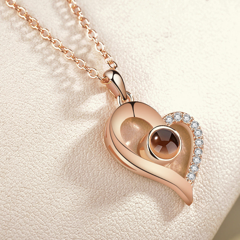 I love you 100 languages love memory projection necklace 4613154839355