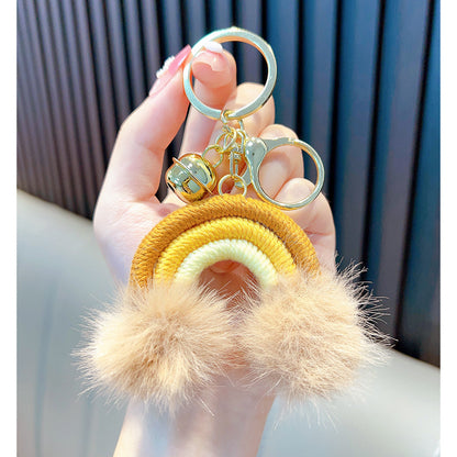 Woven Rainbow A Little Cloud Fur Ball Car Key Ring 46131f9d 6fd8 4dec b5bb 42d101c88833