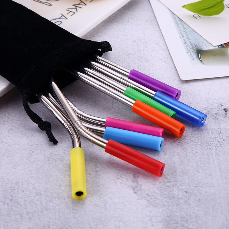 Straw Silicone Cover Food Grade Stainless Steel Straw 462f606d b52b 4bbe 898f d0db91aed306