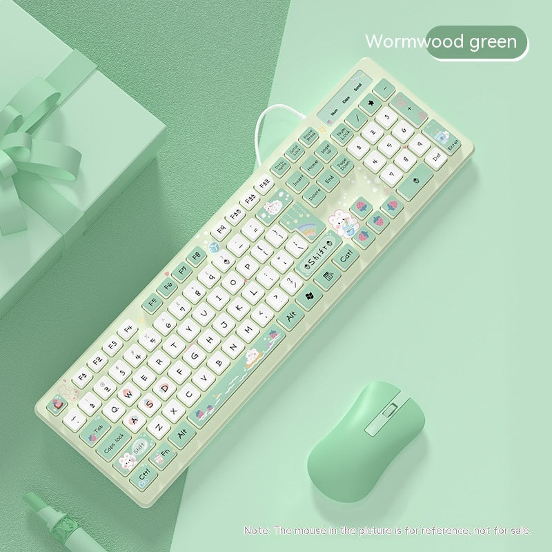 Milk Tea Rabbit Cute Chocolate Wired Keyboard - 图片 9