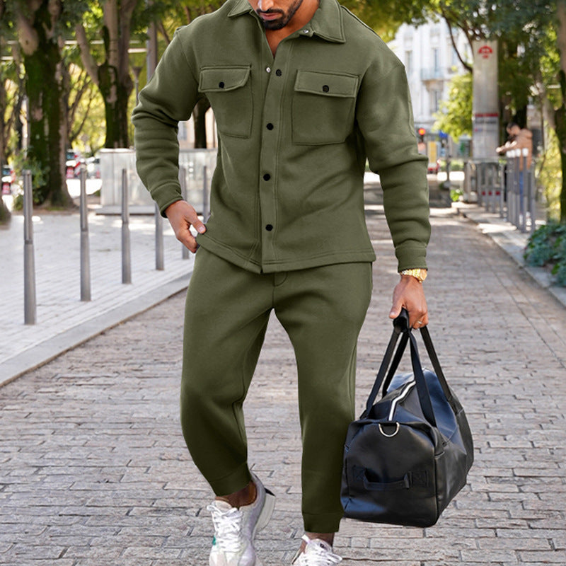 Suede Single-breasted Solid Color Slim Fit Two-piece Suit Men 46371b9c ef5b 4531 ae82 408542c505a1