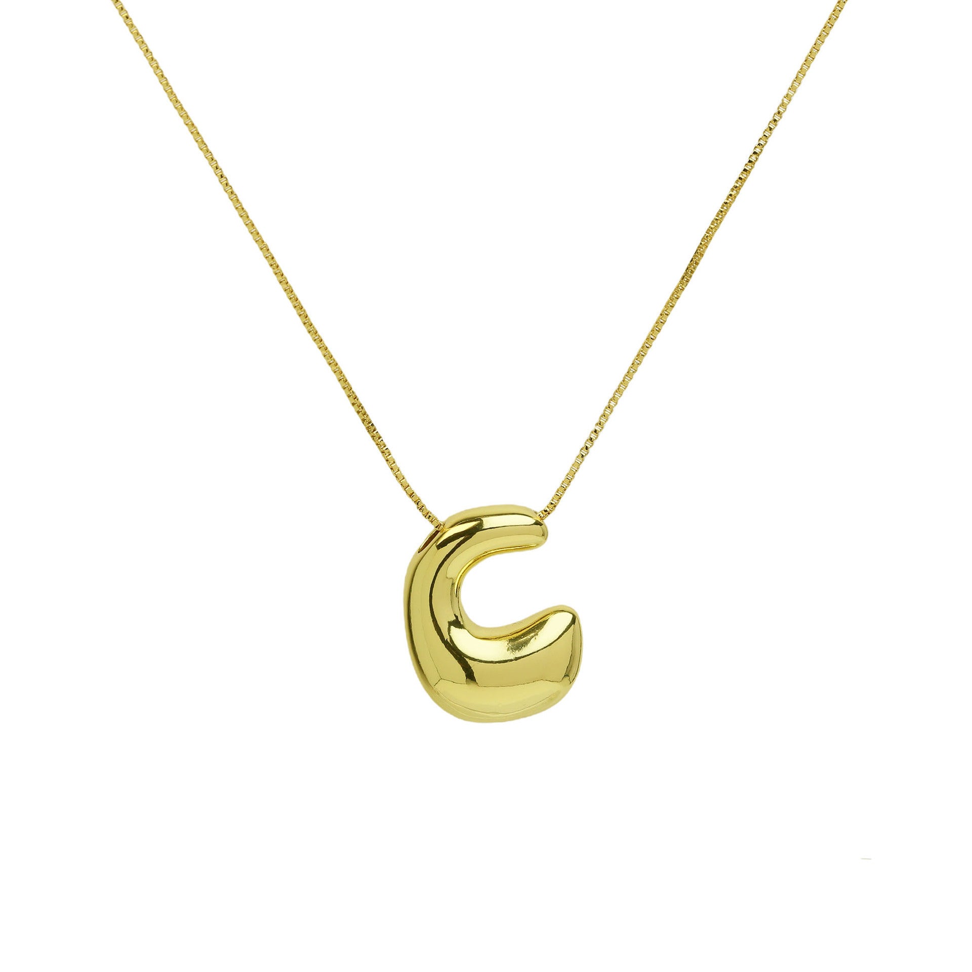 Brass Glossy Balloon English Letter Pendant Necklace 463761fd 6d58 499b 8305 8b9e9170a21e