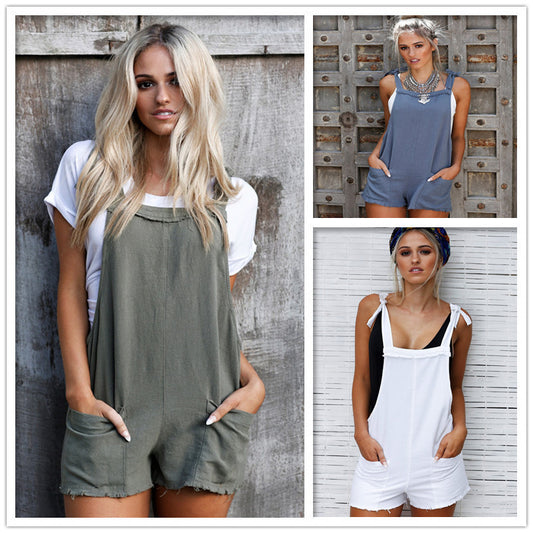 Summer Amazon AliExpress Explosive Strap Fashion Trend Personality Jumpsuit Shorts 4637874889 862062552