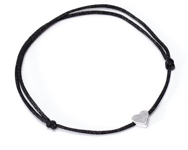Waterproof Wax Wire Alloy Peach Heart Hand-woven Bracelet For Women 463fdf9f caab 4e37 a1c5 f59376bb61d8