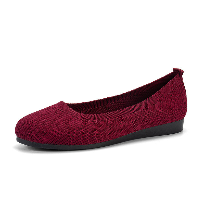 Round Toe Flats Shoes Casual Comfortable Soft Slip On Knit Mesh Shoes For Women 4642de25 4a15 47ef b5cb 2f4bc15cd9f4