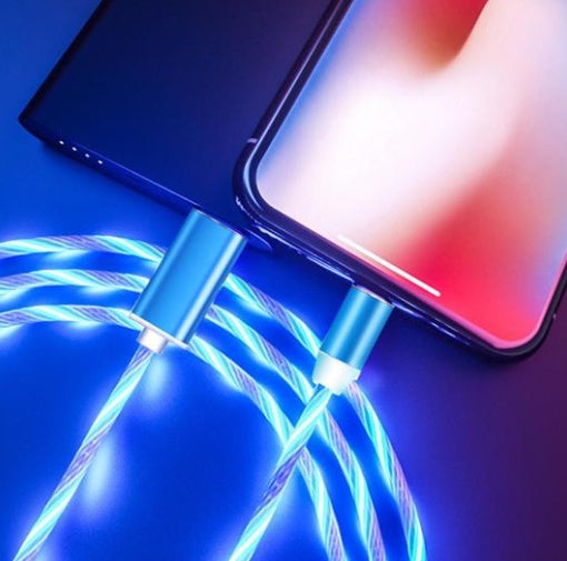 Compatible with Apple, Flowing Ligh Magnetic Streamer Data Line Cable for Iphone Android Typec - 图片 2