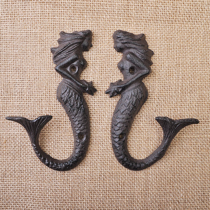 Vintage Ornament Mermaid Cast Iron Single Hook Wall Hook 46527c42 a4d9 4649 a44a fe929764b6da