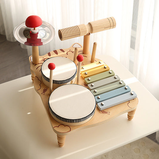 Children's Montessori Early Education Wooden Multifunctional Drum Stand 465dc107 6cb1 40e8 8192 879a343cbd65