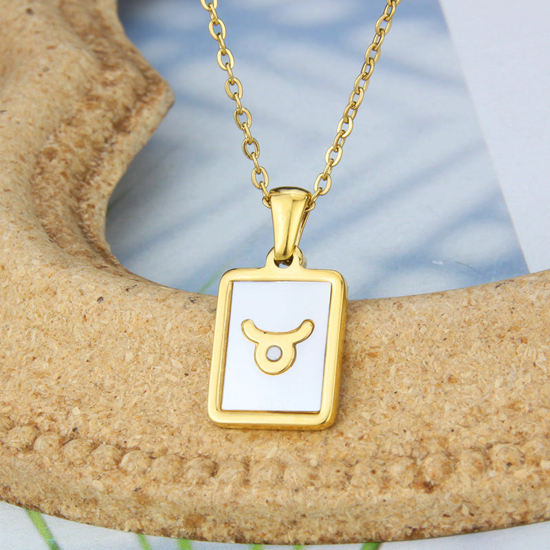 Stainless Steel Square Shell Zodiac Necklace 466ad650 90e6 406e a891 3c6fbec1a711